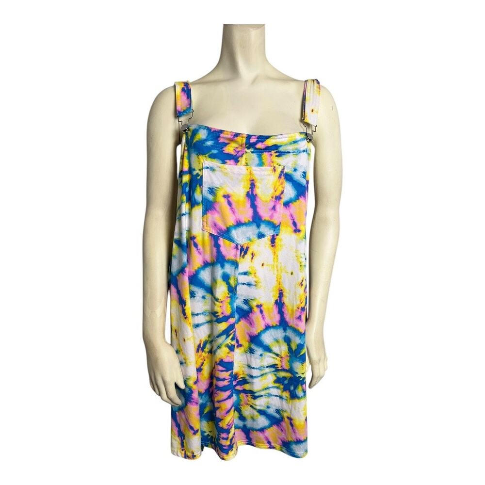 Eye Candy Tie Dye Overall Dress Womens 3X Festival Boho Jumper Colorful Retro